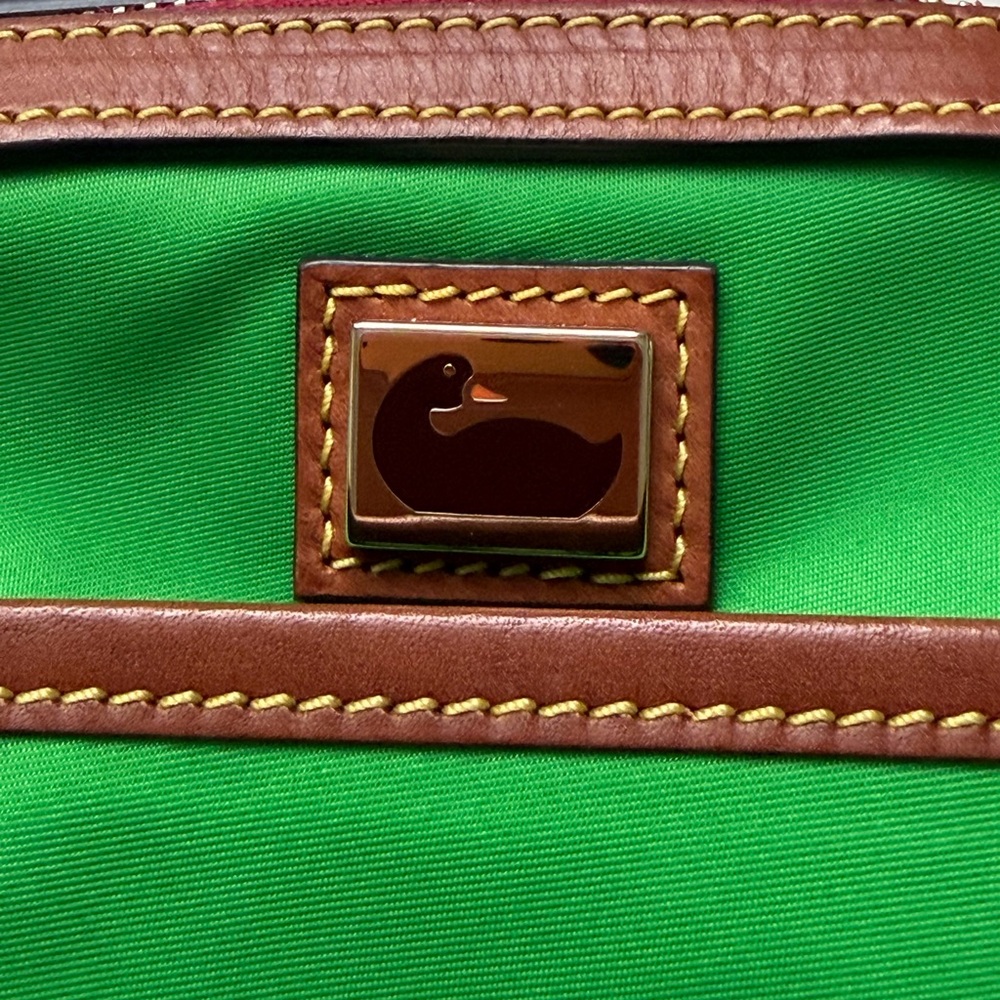 Dooney & Bourke Wayfarer Camden Dome Crossbody Green Bag with Leather Brown Trim - Picture 6 of 12